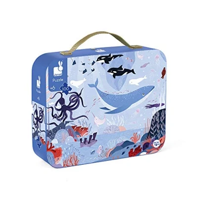 Image de Janod Puzzle Enfant Océan Arctique 100 Pièces Jeu Educatif Apprentissage Motricité Fine et Concentration Valisette avec Poignée Dès 6 ans, J02673