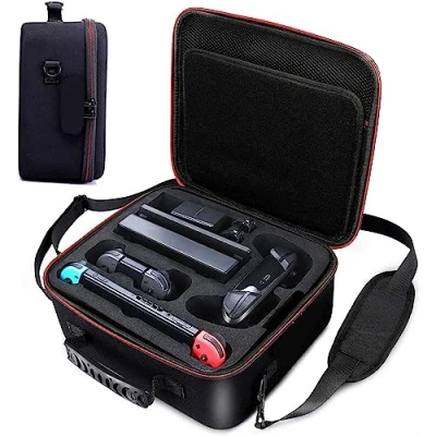Image de Étui de rangement pour Nintendo Switch/Switch OLED avec 21 emplacements cartes jeu, sac transport portable, pochette protection rigide manette console Pro et accessoires, gris,