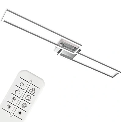 Image de BRILONER Éclairage plafonnier LED, à intensité réglable, télécommandé, incluant une commande pour la température de couleur, chrome et aluminium, 110 x 24,8 7,8 cm (LxlxH)
