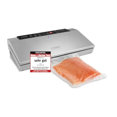 Image de CASO GourmetVAC 380, Machine à emballer sous vide, Double soudure, Pompe piston (20 l/min) et moteur puissant, Force de vide temps soudage réglables, Avec 10 sacs