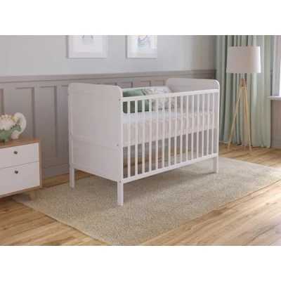 Image de Love For Sleep Lit Bebe Evolutif avec Matelas 120x60 cm Bois Bébé Blanc, Set Complet