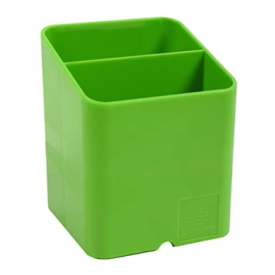 Image de Exacompta Réf. 67795D 1 pot à crayons Iderama Pen Cube 74 x 93 mm Design compact 2 sections pour l&#039;organisation du bureau Vert pomme