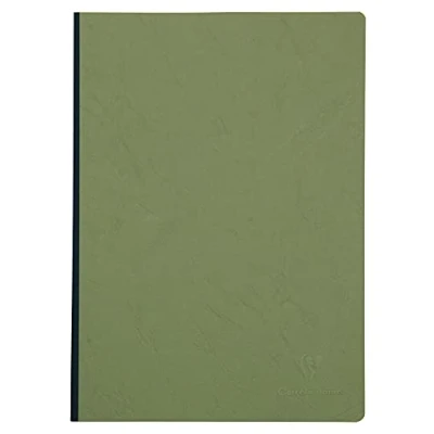 Image de Clairefontaine 791423C Collection Age Bag Un Carnet Cousu Dos Toilé Vert A4 21x29,7 cm 192 Pages Petits Carreaux Papier Blanc 90 g Couverture Carte Lustrée Grain Cuir