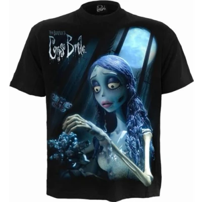 Image de WB Studio Les Noces funèbres Glow in The Dark T Shirt avec imprimé sur Le Devant Noir L
