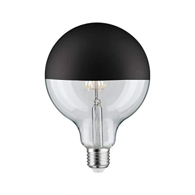 Image de Paulmann 28679 Ampoule LED à Filament G125 6 W Tête Miroir Noir mat 2700 K Blanc Chaud Intensité variable E27, Plastique, W, Kopfspiegel Schwarz Matt