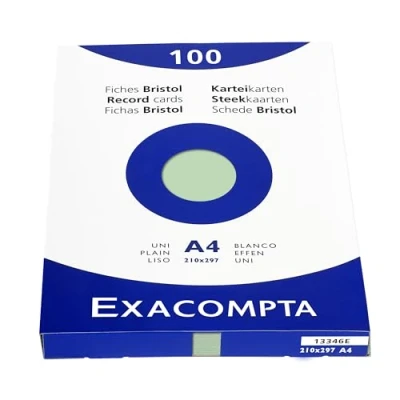 Image de Exacompta Réf. 13346E Étui de 100 fiches bristol unies non perforées format 210 x 297 mm compatibles avec imprimante jet d&#039;encre, laser et photocopieur couleur vert