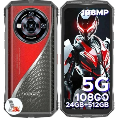 Image de DOOGEE S118 Pro Telephone Portable Incassable 5G [2025], 24GB+512GB/2TB, D7050, 6.6&quot; FHD+/120Hz, 10800mAh/33W, 108MP AI Triple Caméra, Android 14 Smartphone incassable,BT5.2/WIFI6/NFC/5G Dual SIM/IP68