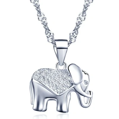 Image de Yumilok pendentif collier en 925 argent et zircon cubique l&#039;éléphant d&#039;argent brillant aimable mignon pour femme fille comme cadeau