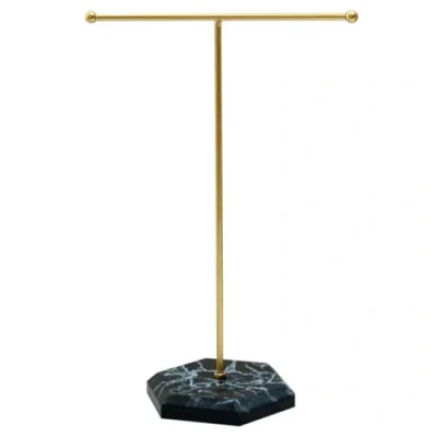 Image de JJiaoLinin présentoir à Bijoux, Bijoux en métal, étagère de Rangement pour Forme T, Convient Colliers, Boucles d&#039;oreilles, Bracelets, Bagues, Montres, etc (Noir + Or)