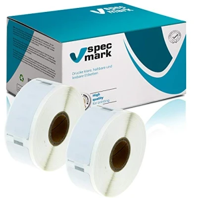 Image de specmark Bobine d’étiquettes Compatible avec DYMO LW imprimantes 450 400 330 320 310 4XL Duo Turbo Twin et Seiko SLP 11352 (25mm x 54mm) B 2 roulettes.