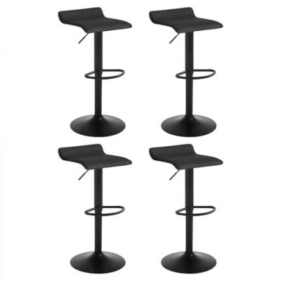Image de WOLTU 4 X Tabourets de Bar réglable et Rotatif,Assise en Similicuir Structure Acier chromé, Noir, BH159sz