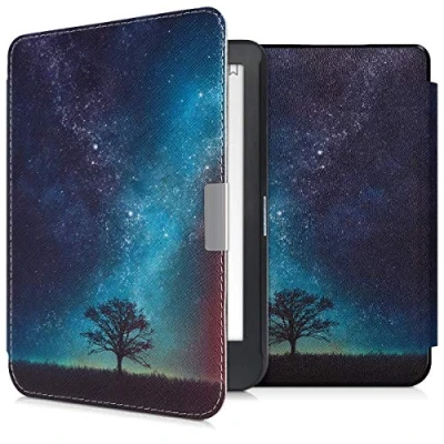 Image de kwmobile Étui Compatible avec Kobo Clara HD Coque à Rabat magnétique Tablette eReader Similicuir Bleu Gris Noir