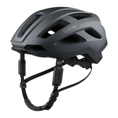 Image de Sena C1 Casque vélo intelligent avec intercom Bluetooth et connectivité smartphone pour la musique, le GPS les appels téléphoniques (Gris mat, L)