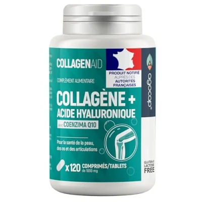 Image de Collagene et Acide hyaluronique 120 comprimes, Articulations Fortes Peau Hydratée. Collagène, Hyaluronique, Coenzyme q10. Cure de 2 mois. pour Articulation Ongles
