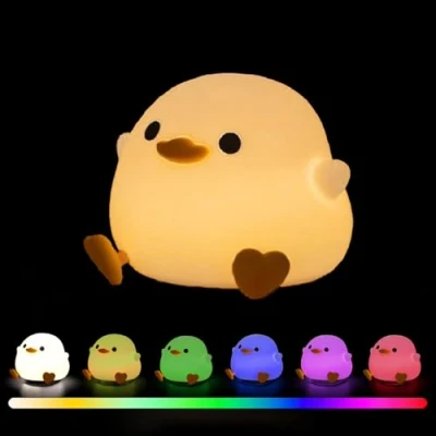Image de Gudemoore Veilleuse Enfant, Sept Couleurs Réglables Canard pour Enfants, Enfant Rechargeable par USB, BéBé avec Fonction Minuterie, Décor de Chambre