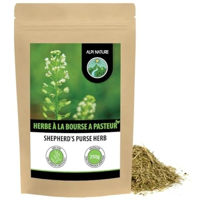 Image de thé de la bourse à pasteur (250g), herbe pasteur, coupée, déshydratée en douceur, produit 100% pur et naturel pour préparation thé, du berger, tisane