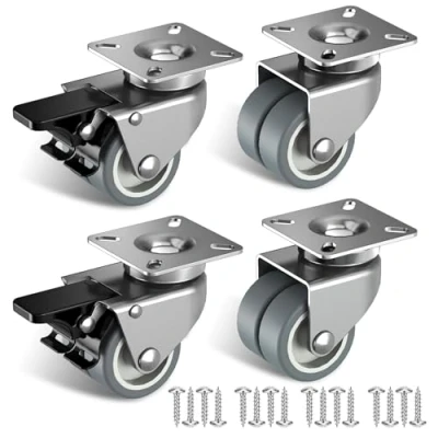 Image de Roulette Charge Lourde de 50mm Roulettes pour Meubles avec Frein Sécurité Charges Lourdes Capacité Totale 400KG (2 et 2 sans)