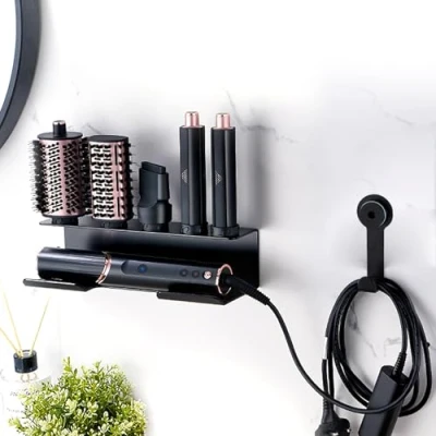 Image de MidingChai Rangement Salle de Bain Organisateur Accessoire Noir Porte sèche Cheveux