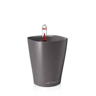 Image de Lechuza Pot de Fleurs d&#039;Interieur MiniDeltini Réserve d&#039;Eau Intégrée Coloris Anthracite Ø 10 x 13 cm