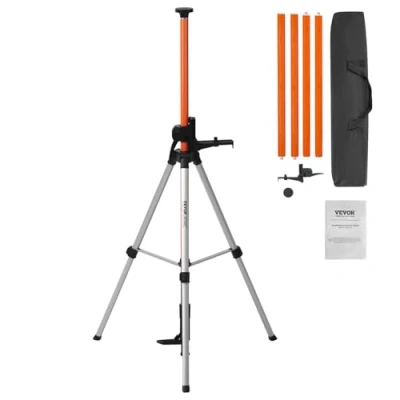Image de VEVOR Trépied de Niveau Laser, Filetage 1/4&quot; 20 5/8&quot; 11, Réglable en Hauteur 1040 3400 mm avec à Bull Intégré, Support Robuste, Aluminium Léger Poteau Extensible pour Scanner Laser