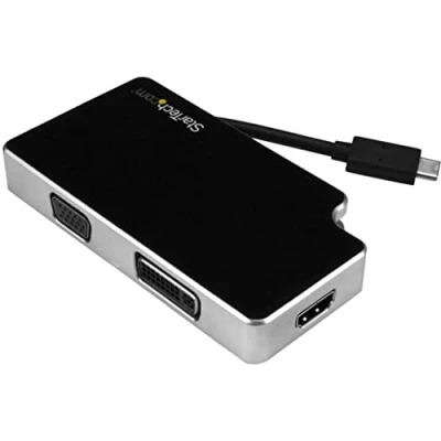 Image de STARTECH.COM Adaptateur audio / vidéo de voyage 3 en 1 USB C vers VGA DVI ou HDMI 4K