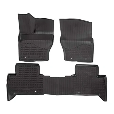 Image de Tapis de Sol en Caoutchouc TPE Toutes Saisones pour Discovery 5 Depuis 2016, Système Fixation, Bord Haut, Noir, Antidérapant, Saisons