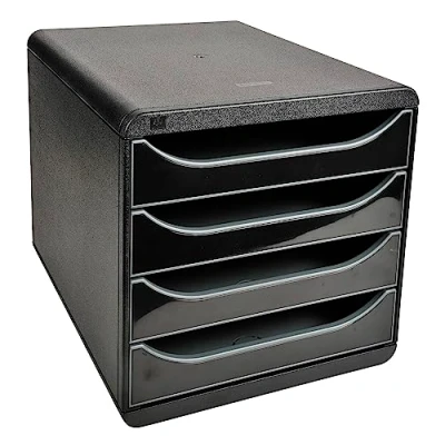 Image de EXACOMPTA Module de classement Glossy 4 tiroirs 27,8 x 26,7 34,7 cm noir blanc