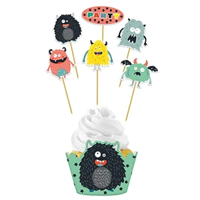 Image de Folat Set de décoration pour cupcakes Monster Bash 12 pièces, 68306, Multicolore