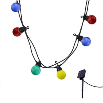 Image de Guirlande lumineuse solaire 10 globes multicolore LED PARTY GUINGUETTE SOLAR 5.70m 8 modes