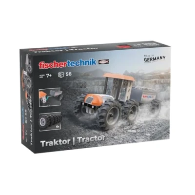 Image de fischertechnik Tractor 576107 Jeu de Construction éducatif, Tracteur avec remorque à Assembler pour Enfants partir 7 Ans, Orange