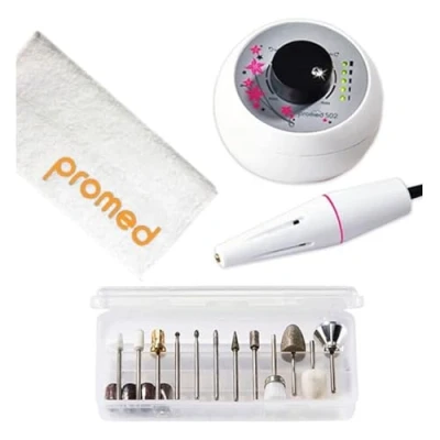 Image de Promed Lime À Ongles Électrique The File 502, Ponceuse Avec 18 Accessoires Professionnels Pour Art, Stylisme Ongulaire, Manucure, Retrait De La Corne, 20 000 Tours/Min