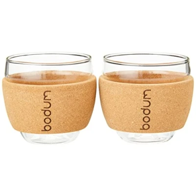 Image de Bodum 11165 109S Verre, 10 Cl, Transparent, Liège, 6,3 cm, Lot de 2