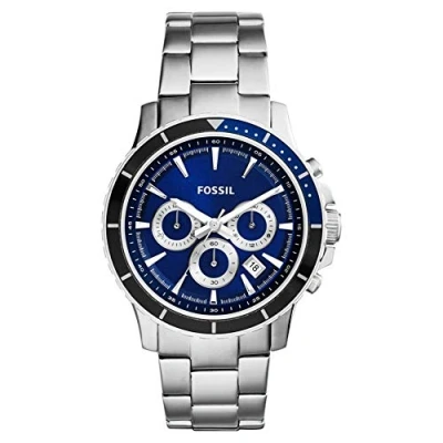 Image de Fossil Montre pour homme Briggs, mouvement chronographe à quartz, boîtier en acier inoxydable de 42 mm avec bracelet inoxydable, CH2927