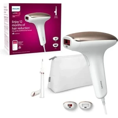 Image de Philips Lumea Épilateur à lumière pulsée Série 7000 épilateur avec tondeuse stylo Satin Compact, 2 embouts pour le corps et visage, utilisation filaire (modèle BRI921/00)
