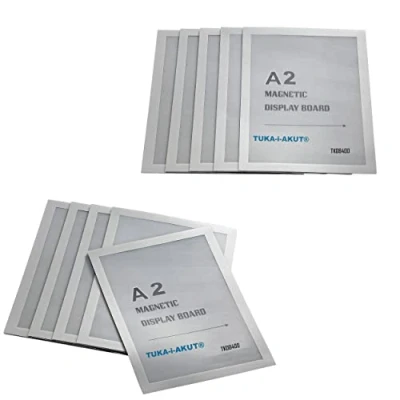 Image de TUKA i AKUT 10x A2 Cadre d&#039;affichage Magnétique, Adhésif pour Signe Enseignes, Pochette d&#039;information Fermeture Porte Affiche, Sachet de 10 Couleur Argent, TKD8400
