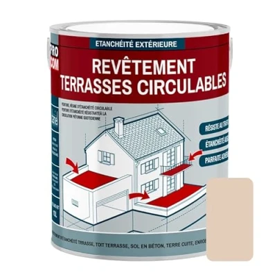 Image de Peinture d&#039;étanchéité, imperméabilisante pour terrasse circulable, balcons, sols extérieurs, bétons, terres cuites 2.5 litres Sable