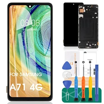 Image de SRJTEK Compatible pour Samsung Galaxy A71 4G Ecran LCD Tactile Matrix Digitizer Remplacement A715 Assemblage sans Fonction Empreinte Digitale (Incell Noir avec Cadre)