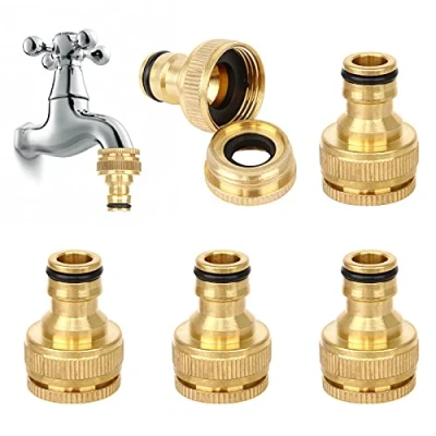 Image de Jubaopen 5PCS Raccord Tuyau d&#039;arrosage en Laiton, Connecteur Robinet de Jardin Arrosage Laiton Fileté 1/2 et 3/4 avec Rondelle