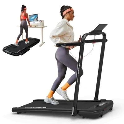 Image de Mobvoi Home SE Tapis de course, Pliable 3 en 1 marche électrique, 2,5 CV, compact et portable sous le bureau,12 km/h, télécommande, écran LED, peu encombrant, pour bureau à domicile,120 kg