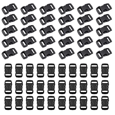Image de HUAZIZ 60 pièces Boucles en Plastiques pour Sangle 10 mm, Boucle Plastique Latéra Noir Clip Fermoir Sangle, Accessoires de Sac à Dos, Tente, Dos Enfant, Collier Chien