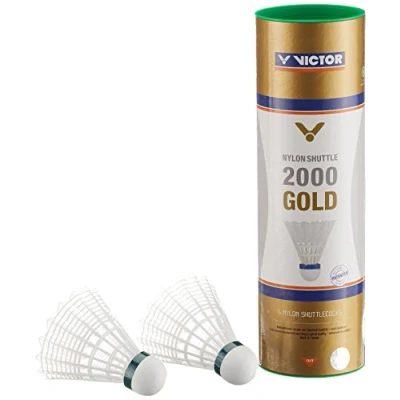 Image de VICTOR Nylon Shuttle 2000 Gold Volant de Badminton boîte 6 blanc vert