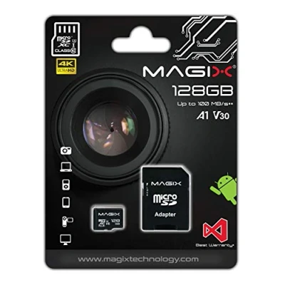 Image de Magix Carte Mémoire microSD 128Go Classe 10 V30 U3, Vitesse de Lecture Allant jusqu&#039;à 95 Mo/s, 4K Series (Adaptateur SD inclus)