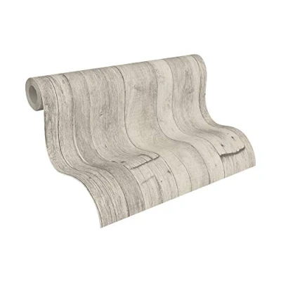 Image de A.S. Création Bois Elements Papier Peint intissé 10.05 m x 0.53 Gris Beige Crème Fabriqué en Allemagne 959311 95931 1