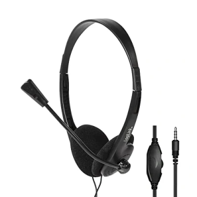Image de Casque stéréo LOGILINK HS0055 Noir Filaire Micro intégré
