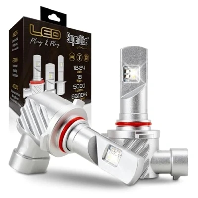 Image de Superlite Kit de conversion halogène à LED HB3 Plug &amp; Play Gold Series 6500K / 5000 Lumens 12 24V 18W Pour voiture, moto et camion