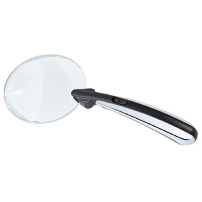 Image de Wedo 2717548 Loupe ronde à éclairage LED Sans cadre Grossissement 2,2 fois Noir/Chromé