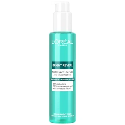 Image de L&#039;Oréal Paris Nettoyant Sérum Anti Imperfections Enrichi en Niacinamide et Acide Salicylique Nettoie la Peau &amp; Corrige les Taches Pour Tous Types de Bright Reveal 150 ml