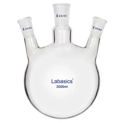 Image de Labasics 50ml RBF Fond Rond Ballon Laboratoire en Verre à 3 cou, Neck Round Bottom Flask avec Joint Extérieur Standard 24/40 (2000ml)