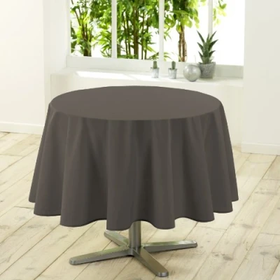 Image de douceur d&#039;intérieur, Nappe Ronde (Diamètre 180 cm) Essentiel Taupe, Polyester