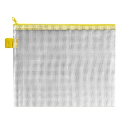 Image de INDX Réf ZPYEL Pochette zippée PVC transparent et fermeture colorée Jaune 240 x 15 190 mm A5 Lot de 5